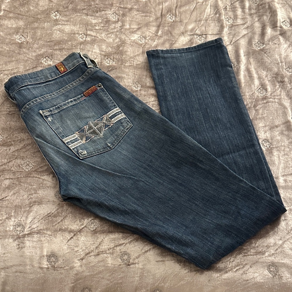 7 For All Mankind Dark Blue Straight Leg Jeans